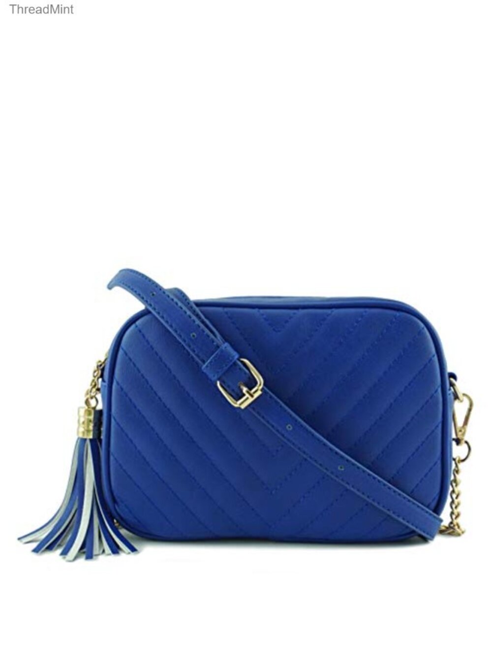 Faux Leather Crossbody Bag Tassel Zipper Chain Strap Adjustable